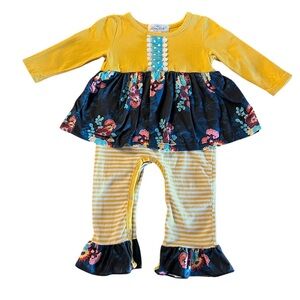Marie Nicole Clothing Floral Ruffle Kids Onsie Size 12-18 Months